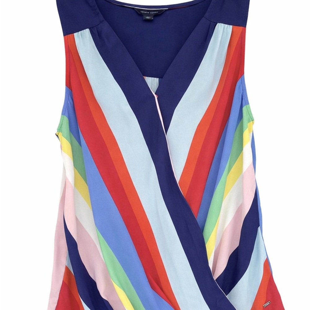 TOMMY HILFIGER Nautical Themed Blouse sz S Sleeveless Crossover Front w/Top Snap